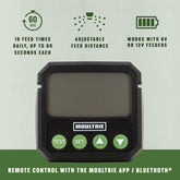 Deer feeder timer displaying 10 available feed times